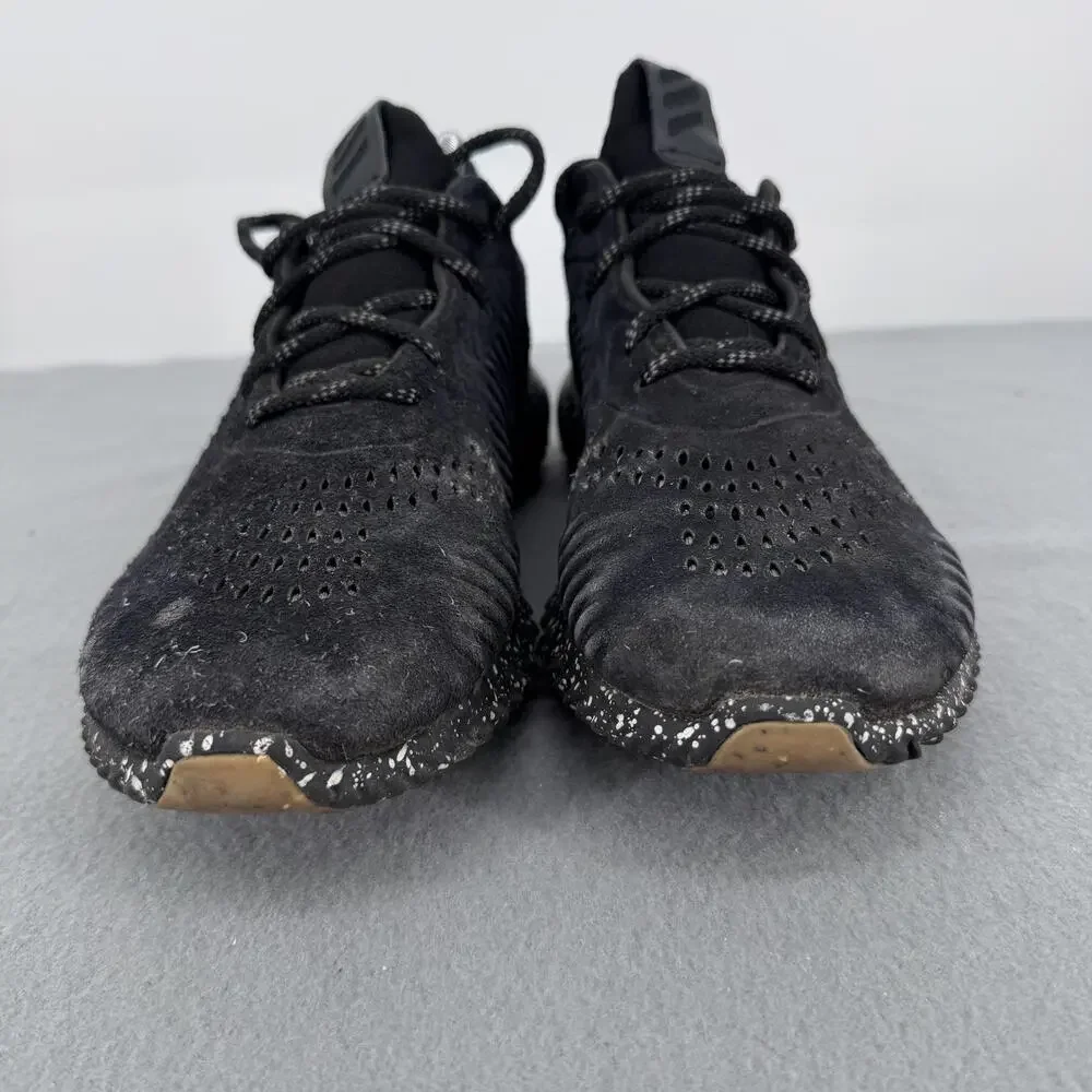 Adidas Alphabounce Suede Leather Sneakers Mens 9 Black Speckled‎ Running Shoes